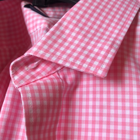 J Crew Mens button down spread collar pink and white gingham check slim fit  L - Picture 8 of 8